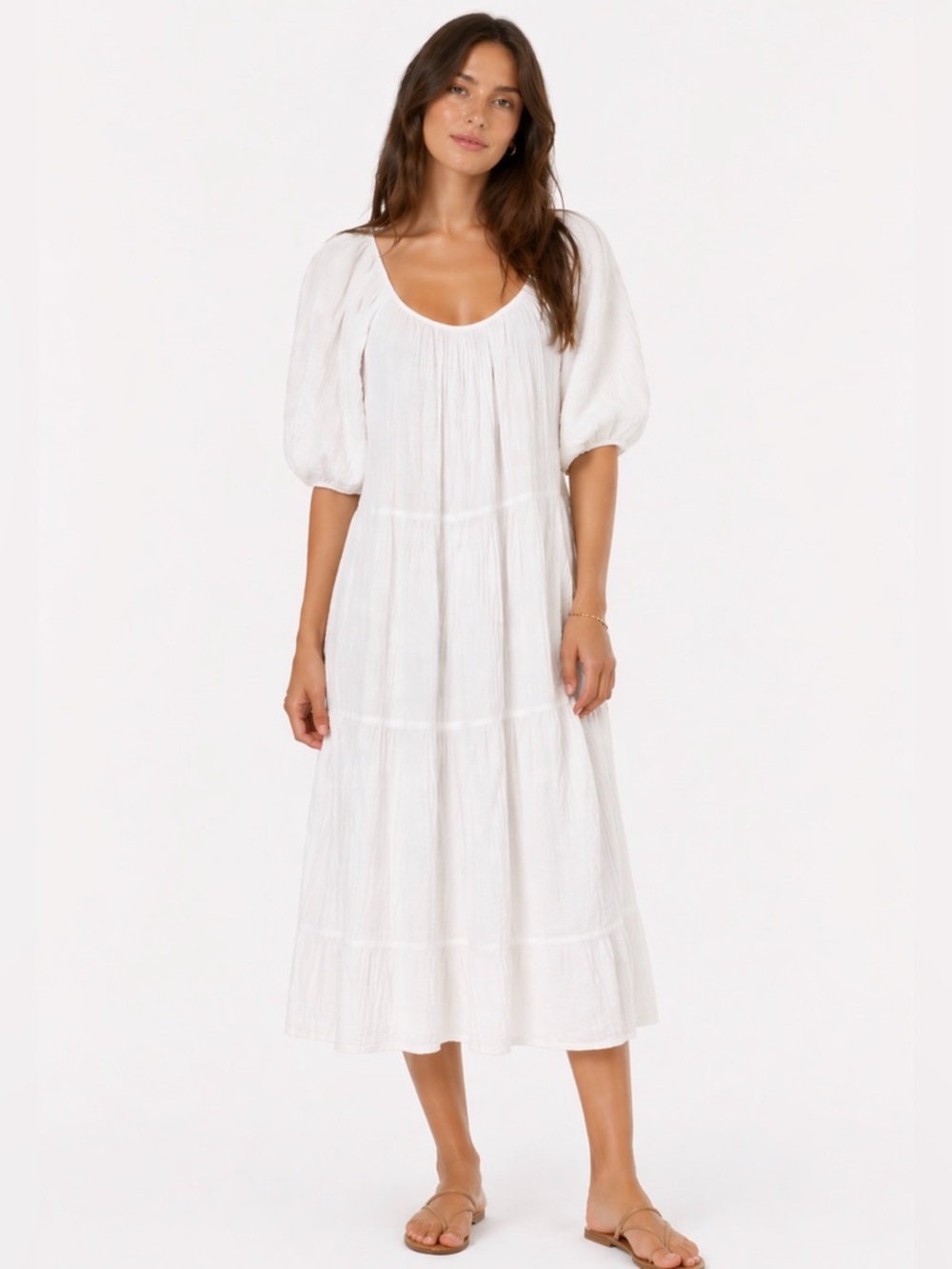 NATION LTD…tiered white midi dress…size M…VGUC